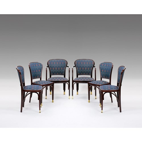A PAIR OF ARMCHAIRS AND FOUR CHAIRS