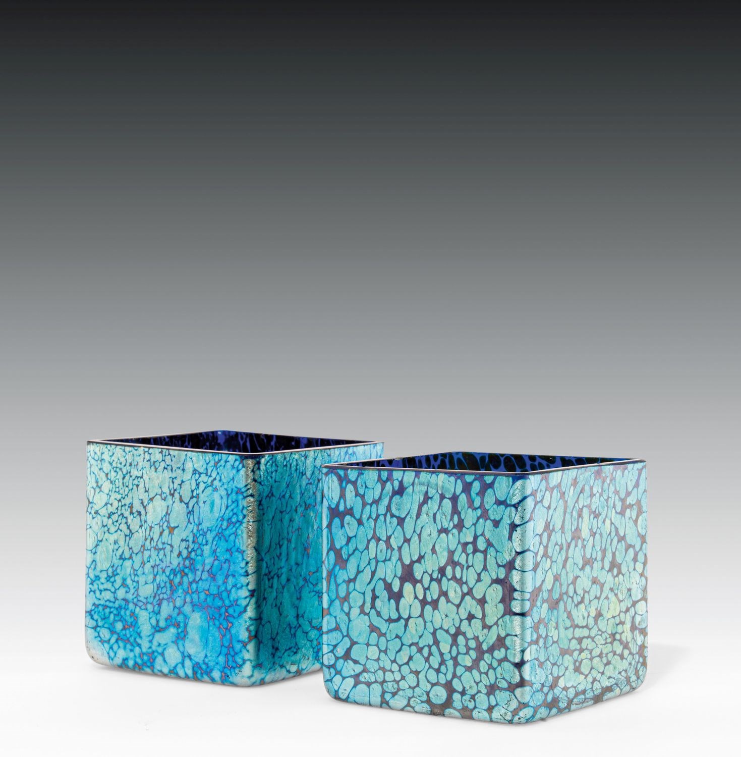 A PAIR OF CUBE VASES