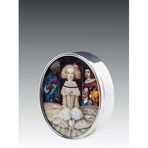 SILVER BOX WITH PORTRAIT MINIATURE ON IVORY
