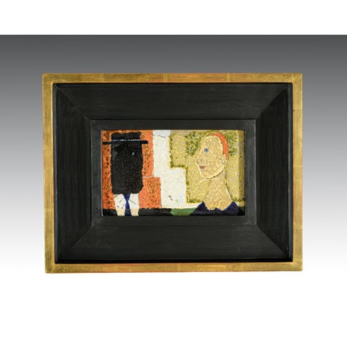 ENAMEL PICTURE "TWO HEADS"