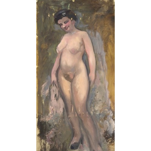 Standing Female Nude / Verso: Disrobing Nude