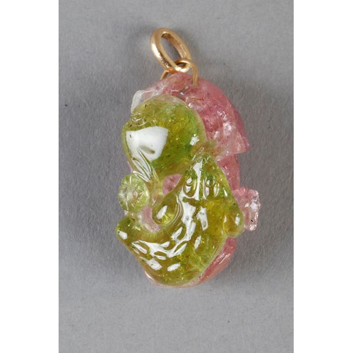 Small pendant tourmaline two colors ( pink and green) . Early 20th century