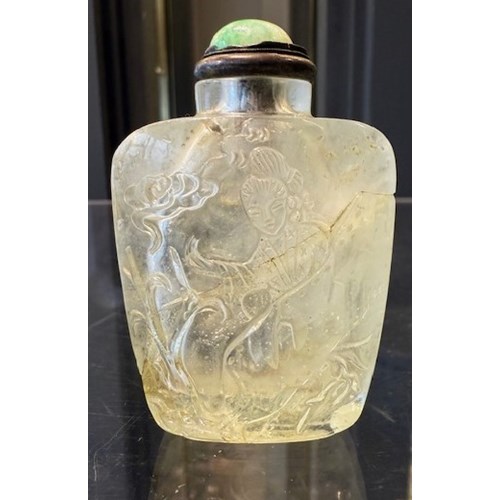Snuff bottle Beryl stone  sculpted - China 19th century