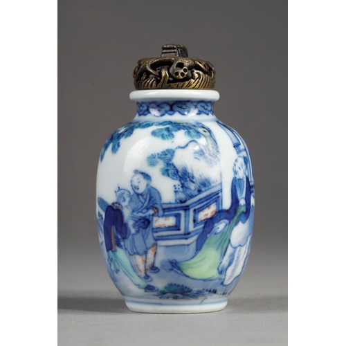 Blue & White Porcelain Ginger Jar - Scholar On Reindeer Blue & White Porcelain Ginger Jar - Scholar On Reindeer