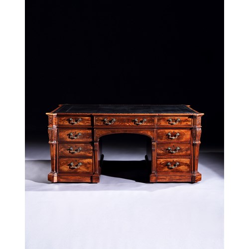 An Important Chippendale Period carved Mahogany Partners Desk