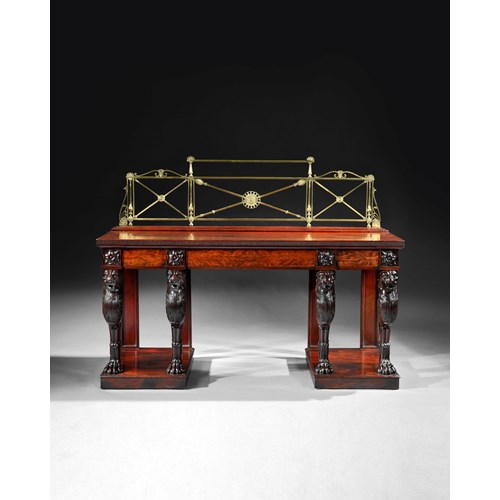 An Exceptional Regency Period Mahogany Serving Table with Leopard Monopodia Legs