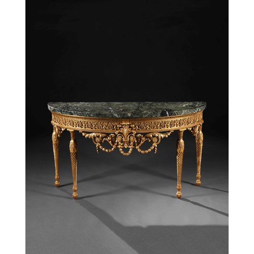 A giltwood and marble topped pier table