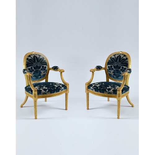A Fine Pair of Giltwood Armchairs attributed to John Linnell