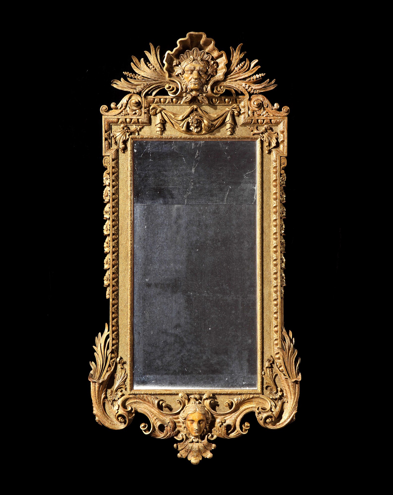 A Rare George II Period Mahogany and Gilt Wood Console Mirror A Rare George II Period Mahogany and Gilt Wood Console Mirror