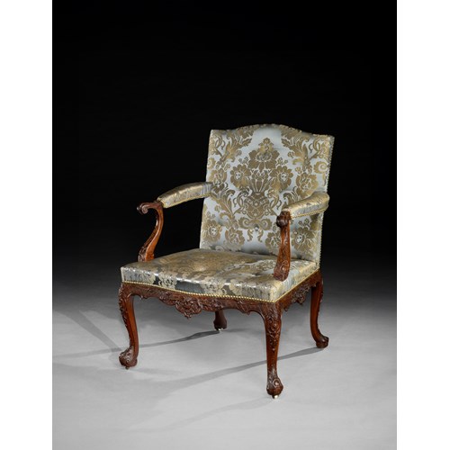 A George II Period Mahogany Gainsborough Armchair, Attributed to Paul Saunders