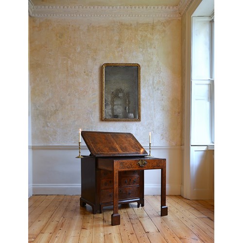 A rare burr walnut  architects desk