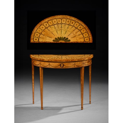 A Rare Pair of George III Period Satinwood Marquetry Tables, Attributed to Thomas Chippendale Junior