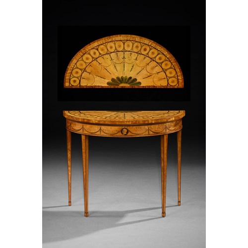A Rare Pair of George III Period Satinwood Marquetry Tables, Attributed to Thomas Chippendale Junior