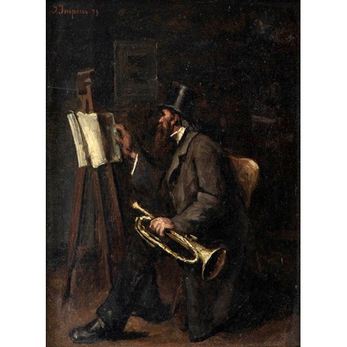 Tubaspeler in interieur, 1873.