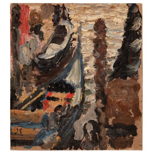 Gondels vastgebonden aan een ‘palina’ - Venetië, 1912