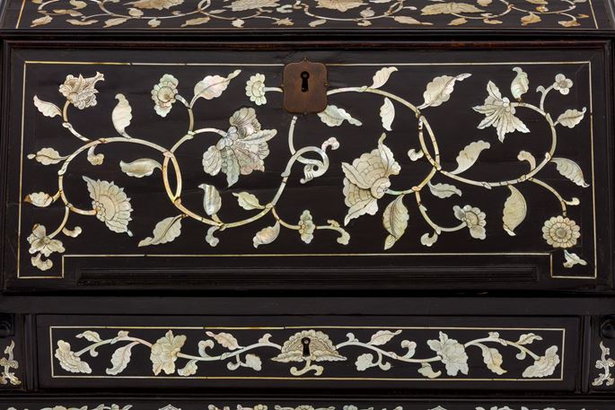 Ebony Writing Cabinet Inlaid with Engraved Mother-of-Pearl | MasterArt
