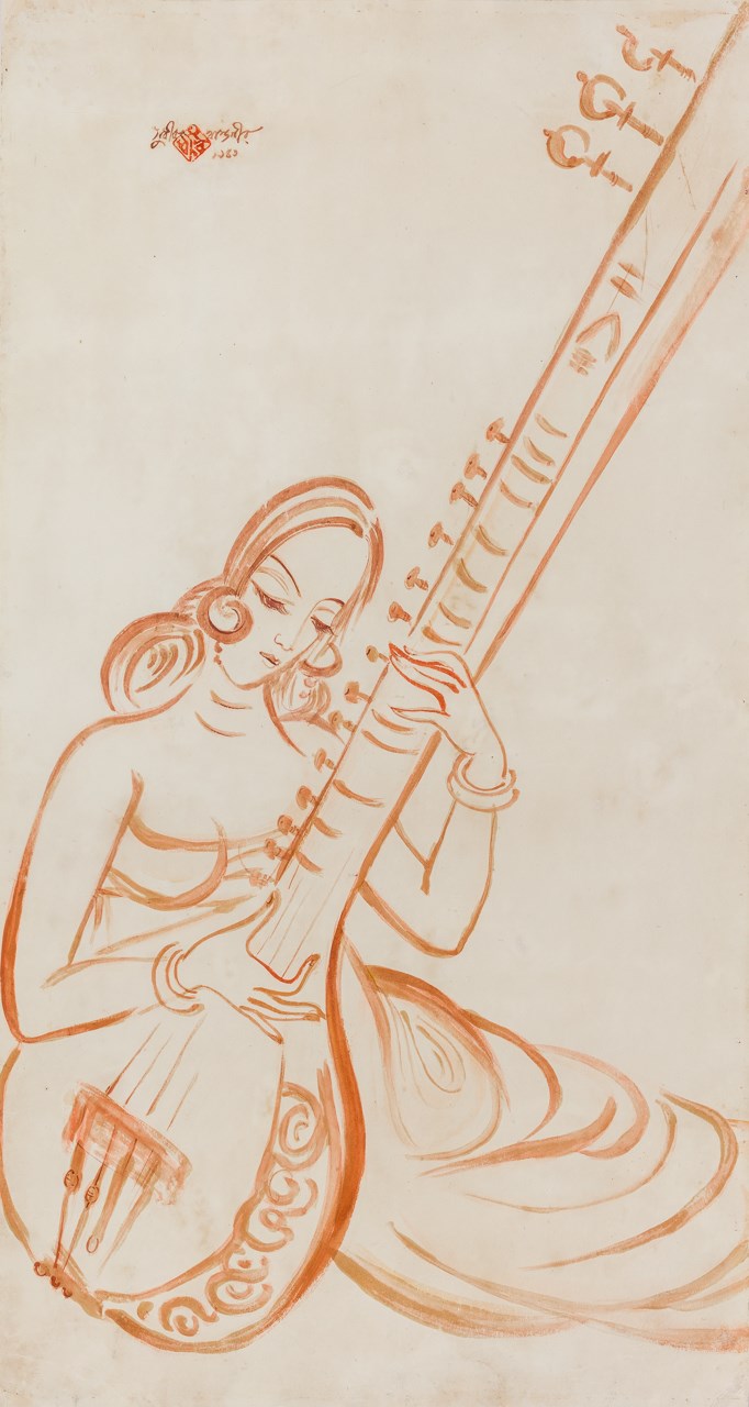 Sitar Drawing Stock Illustration - Download Image Now - Culture of India,  Musical Instrument, Arts Culture and Entertainment - iStock