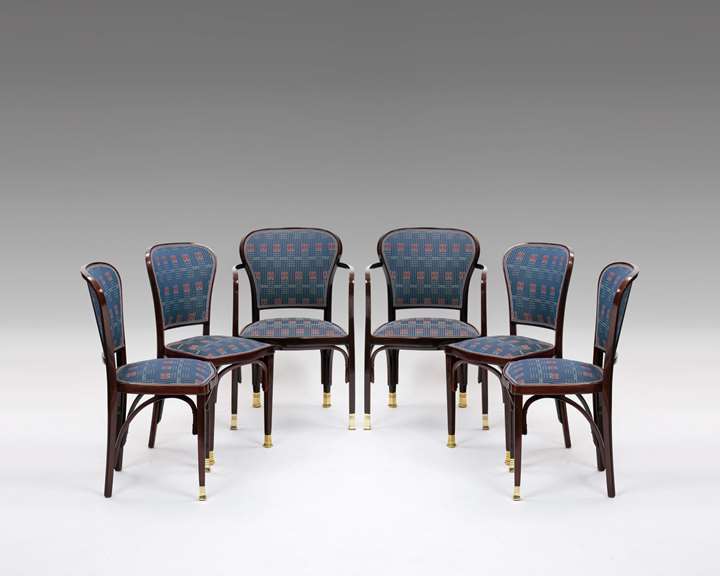 A PAIR OF ARMCHAIRS AND FOUR CHAIRS