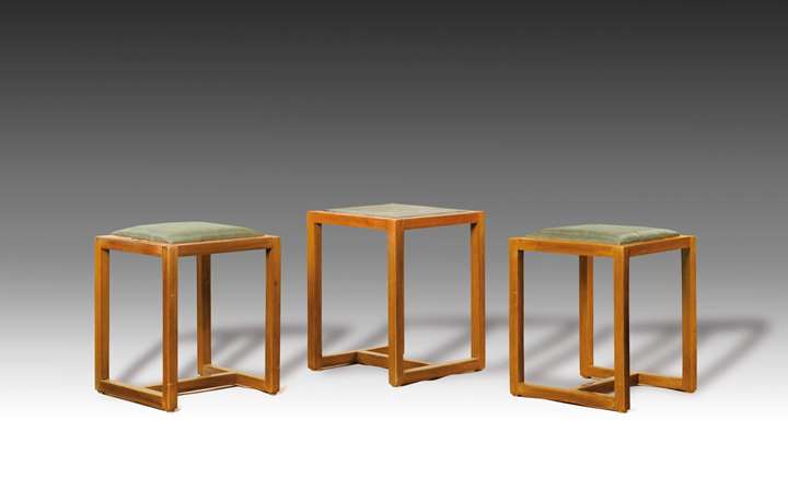 TWO STOOLS, A SMALL TABLE