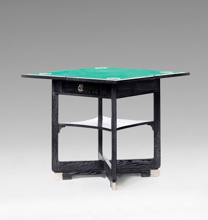 Hans Vollmer or Wilhelm Schmidt - GAMING TABLE WITH FOUR ARMCHAIRS consists of: 1 extendable gaming table, 4 armchairs | MasterArt