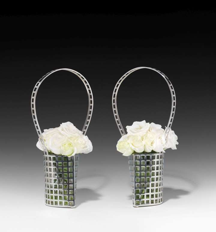 A PAIR OF SILVER BASKETS