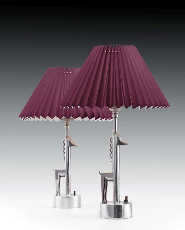 A PAIR OF GIRAFFE TABLE LAMPS