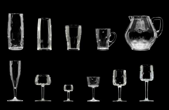 57-PIECE SET OF GLASSWARE  from table service no. 100a