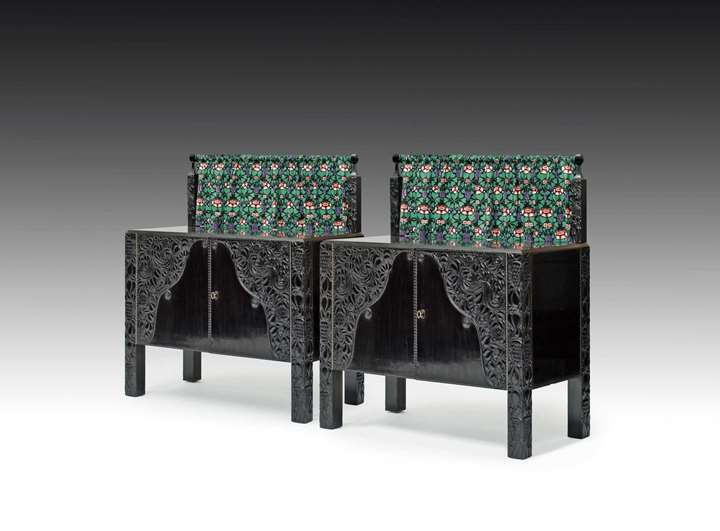 Outstanding pair of sideboards with matching showcase