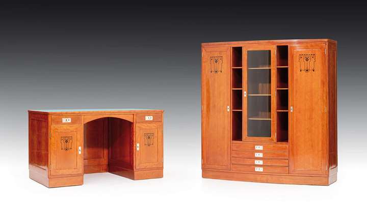 SECESSIONIST SUITE OF FURNITURE FOR A GENTLEMEN’S STUDY