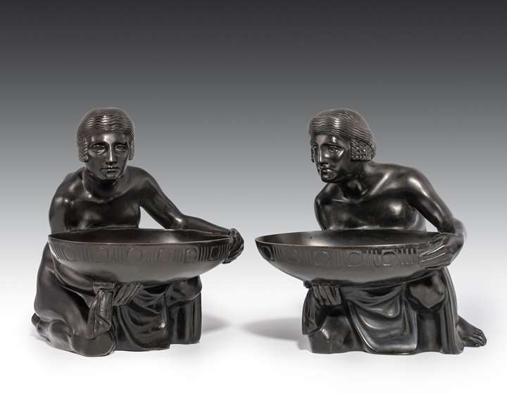 A PAIR OF TWO LARGE BOWL BEARERS