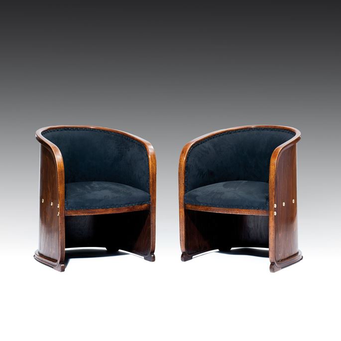 Josef  Hoffman - A PAIR OF ARMCHAIRS known as Barrel Chairs | MasterArt