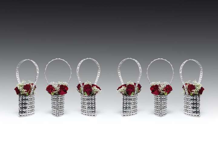 THREE PAIRS OF POINTED OVAL SILVER BASKETS