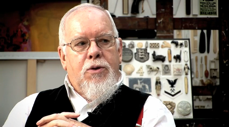The godfather of English pop art pops up at the London Print Fair to celebrate his 80th birthday