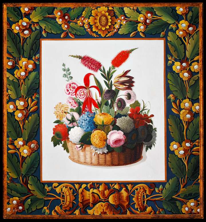 A North Italian neoclassical painting representing a basket of flowers