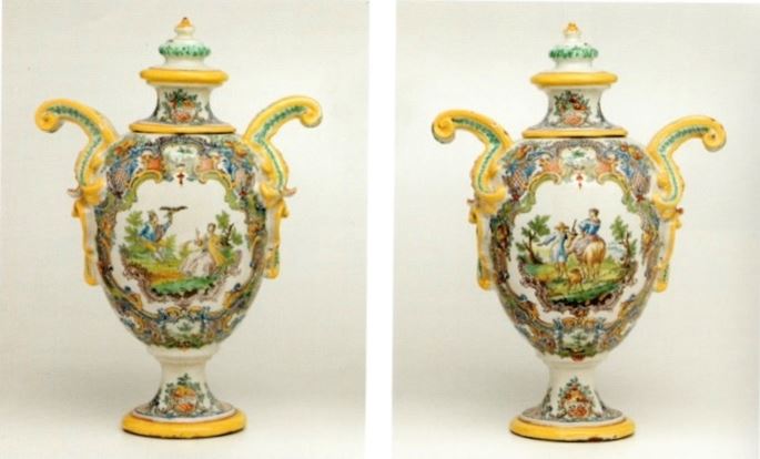 Ignazio Passanti  - A very important and unique pair of late-Baroque Italian polychrome majolica two- light wall-sconces | MasterArt