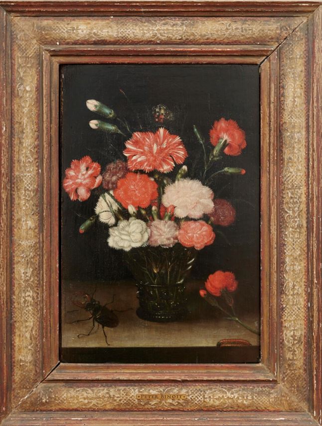 Still Life with Carnations with a Butterfly, a Caterpillar and Beetle | MasterArt