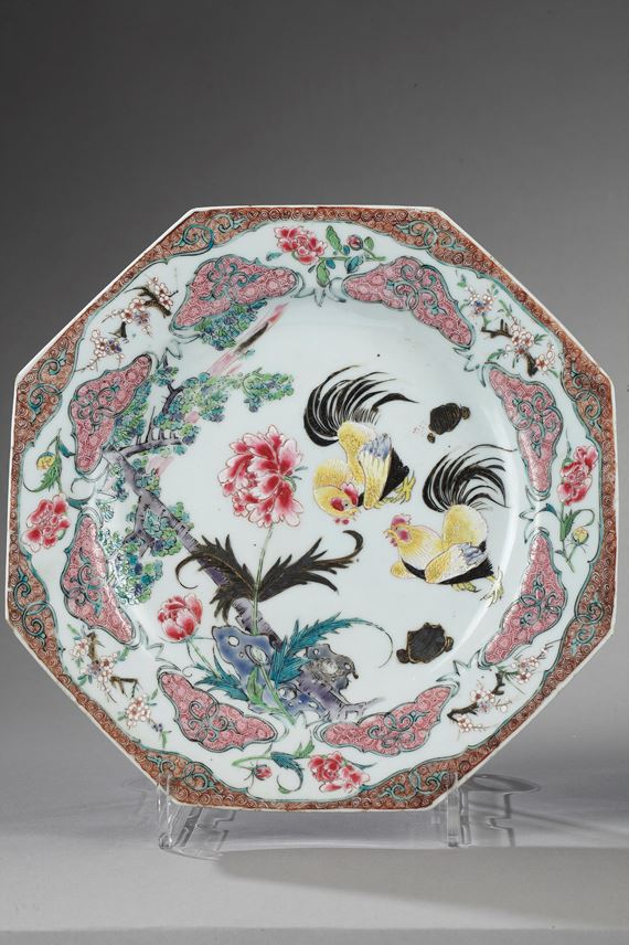 Pair of plates decorated with cockerels - Yongzheng period | MasterArt