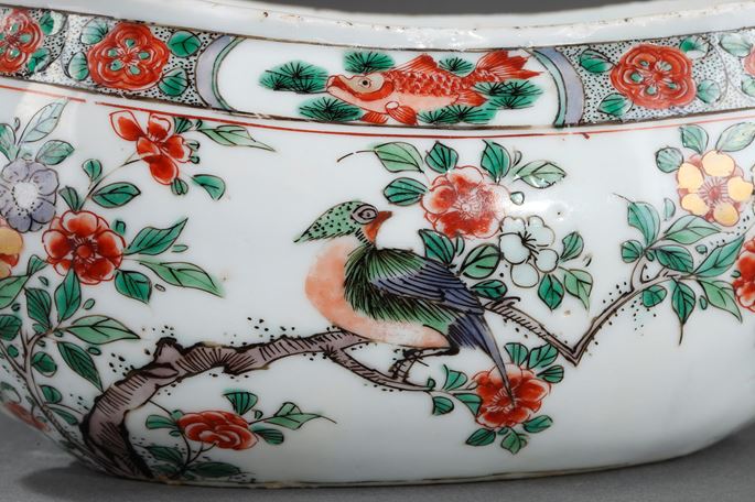 Bourdaloue  &quot;Famille verte&quot;  porcelain - decorated with birds and flowers  and with fish crab and shrimp | MasterArt