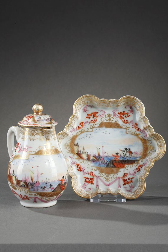 Milk pot and pattipan chinese export porcelain Meissen style | MasterArt