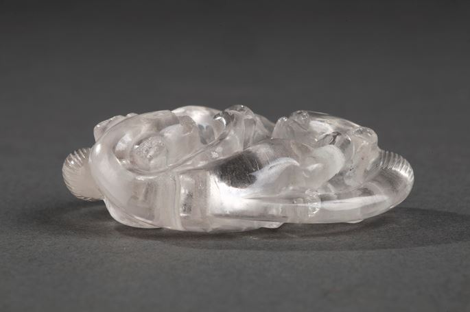Pendant rock crystal sculpted with two Qilong | MasterArt