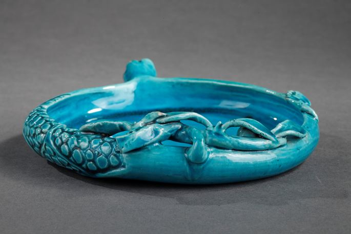Chinese turquoise enamelled biscuit in the shape of a pomegranate | MasterArt