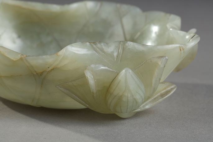 Jade brush washer nephrite celadon shaped lotus leaf - China 19th century | MasterArt