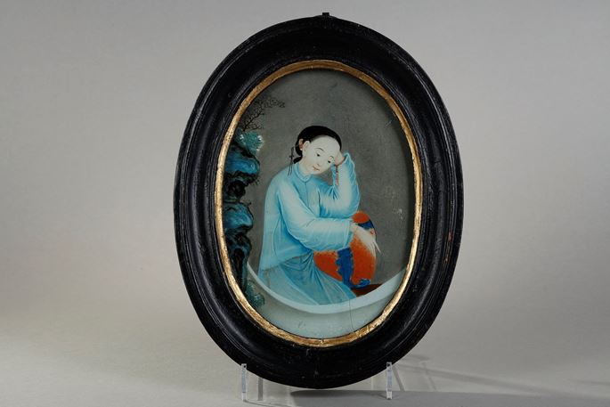 Fixed under framed glass representing a court lady . China 19th century | MasterArt