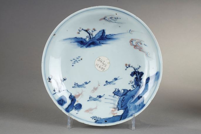 Set of five small plates porcelain underglaze blue and copper red &quot;Ko-sometsuke&quot; | MasterArt