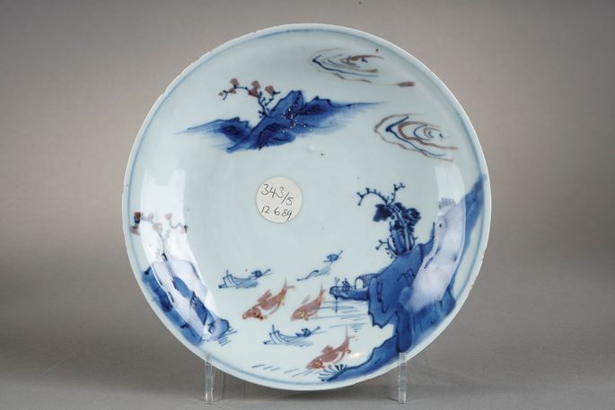 Set of five small plates porcelain underglaze blue and copper red &quot;Ko-sometsuke&quot; | MasterArt
