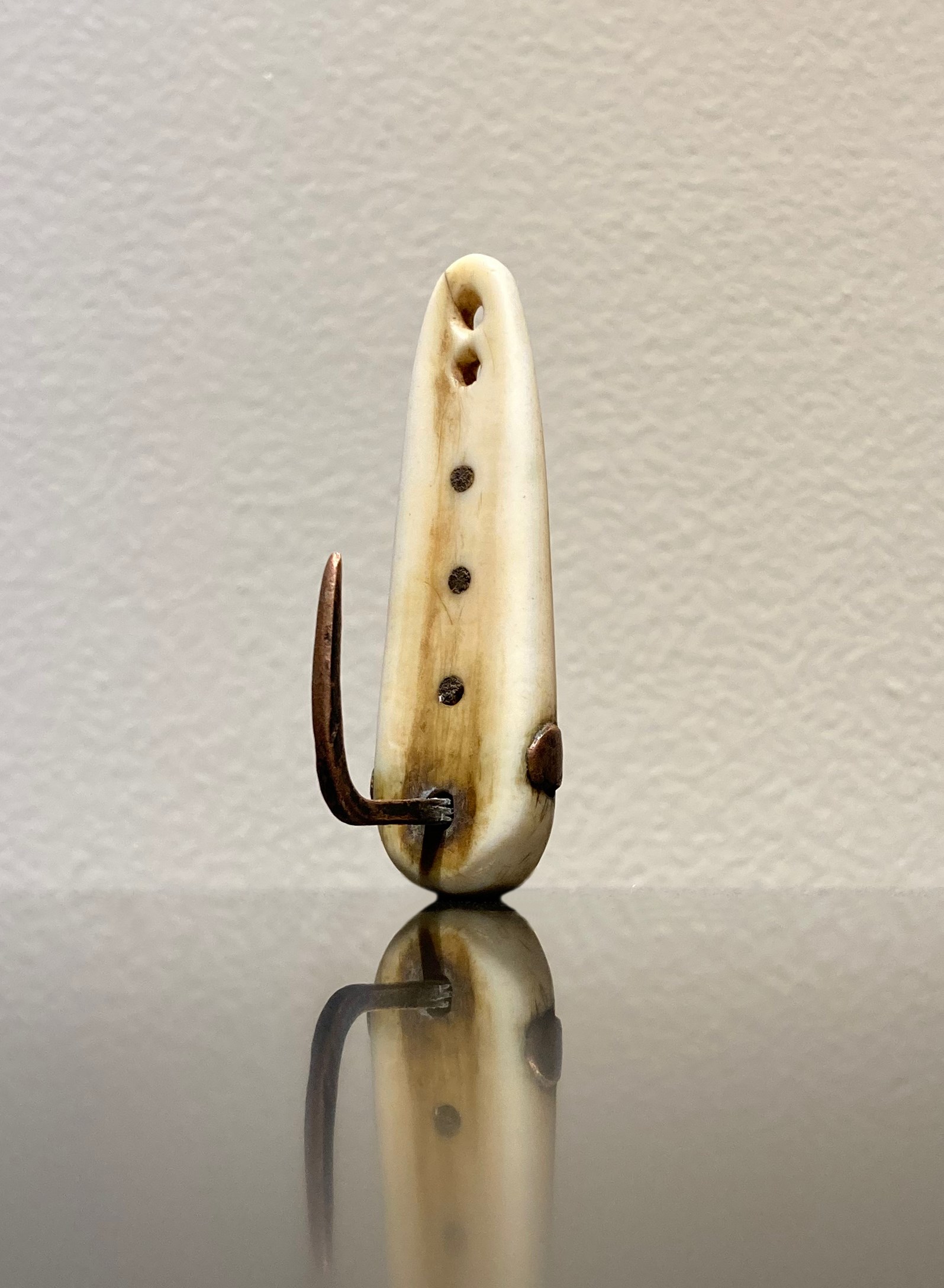 Original Inuit Alsakan Indian Bone Fish Hook Hand Made 1800's