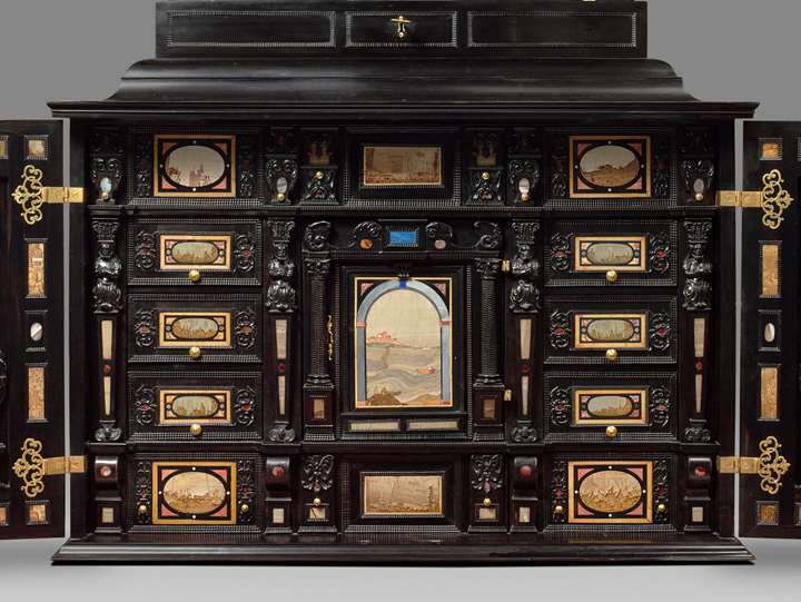 A rare 17th Century south German (Augsburg) ebony table - cabinet