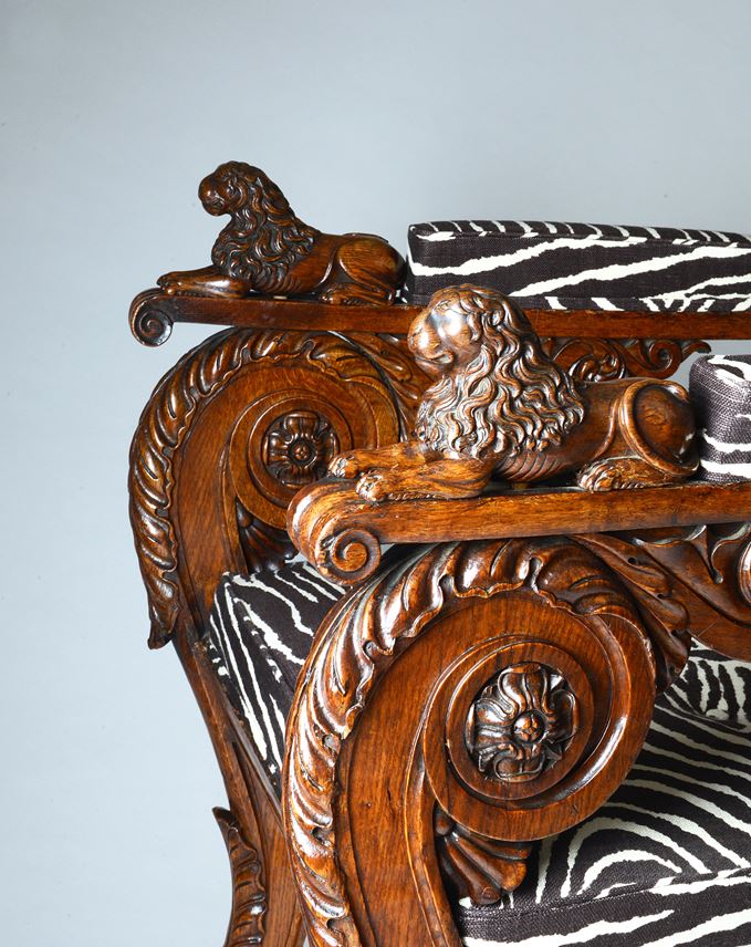 An outstanding pair of Regency period carved oak armchairs | MasterArt