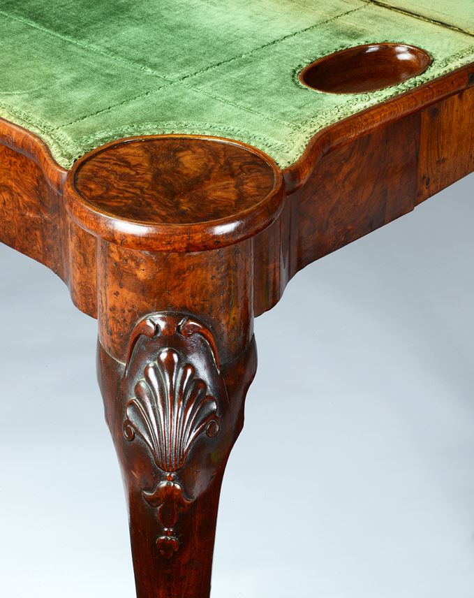 An Exceptional Burr Walnut Concertina Action Card Table | MasterArt