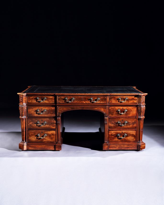 An Important Chippendale Period carved Mahogany Partners Desk | MasterArt